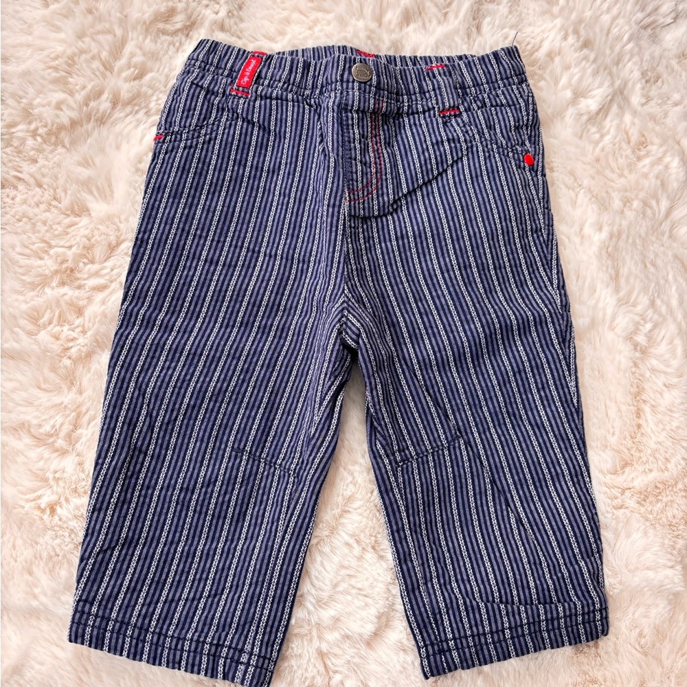 Orchestra Bebe Striped Blue Pants with Red Accents